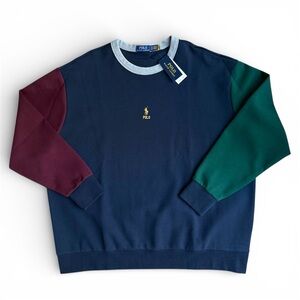 NWT Polo Ralph Lauren Colorblock Sweatshirt Pullover Mens 3XL Big Equestrian